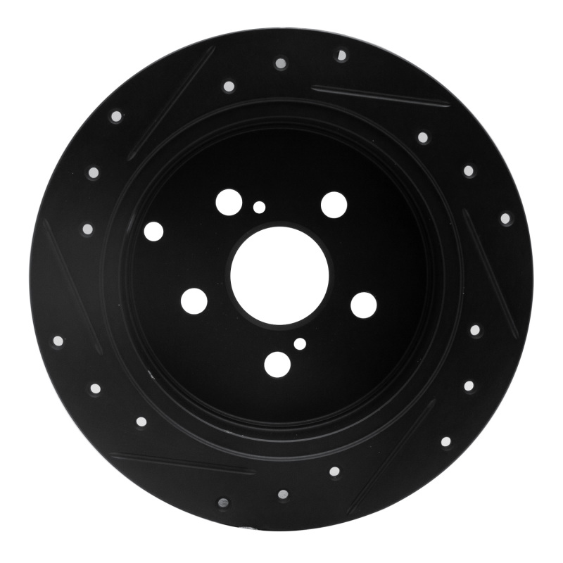 Pontiac Vibe Brake Rotor (1) - Rear Right - R1 Concepts - Drilled & Slotted - Black - `00-`10